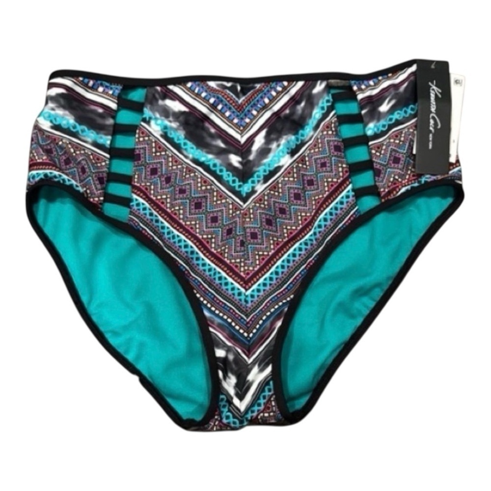Kenneth Cole New York Blue Black Chevron Bikini Bottom Swimming Suit Designer